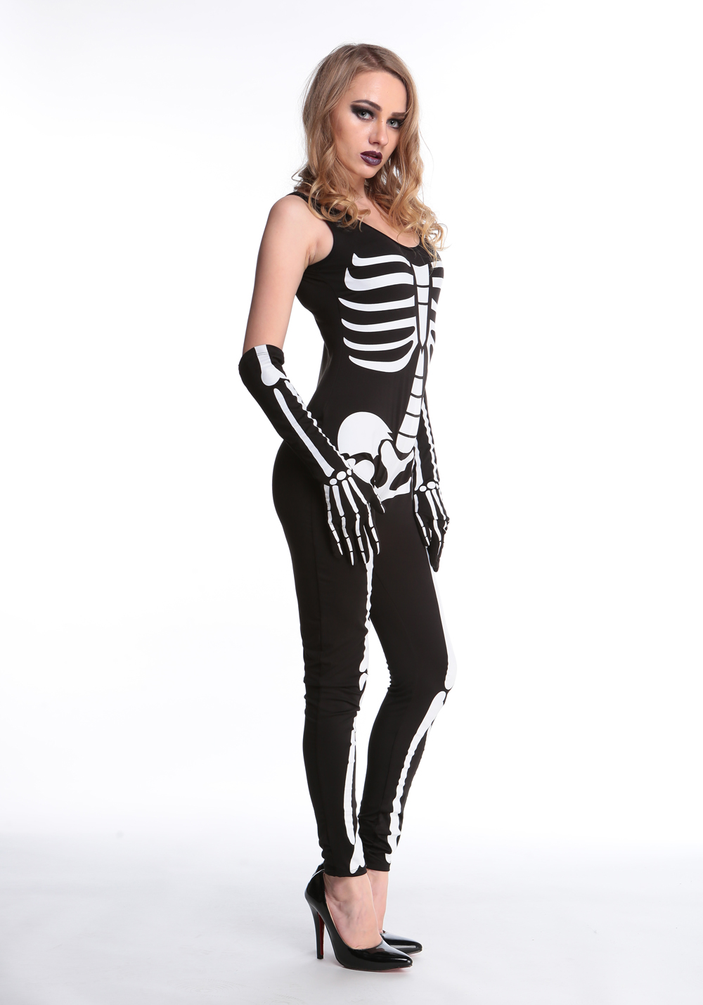 F1731 skeleton halloween costume catsuit
